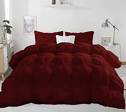 Ocean Beddings All-Season 600 Gsm Wine Goose Down 3 Pieces Quiled Pinch Pleated Comforter Set (Comforter + 2 Pillow Cases) 1000 Series Egyptian Cotton Duvet Insert Emperor King #TOP1