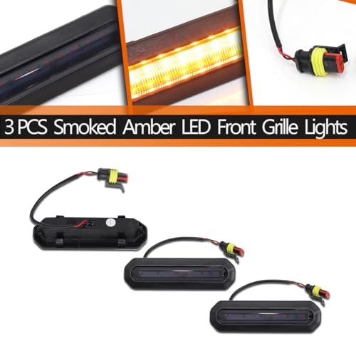 ADIIL 3PCS Grill Lights Amber LED Front Bumper Light Hood Grill Led Warning Lamps Accessories For Ford Bronco 2/4 Doors 2021-2023 (Not For Sport Version) - Thumbnail 3