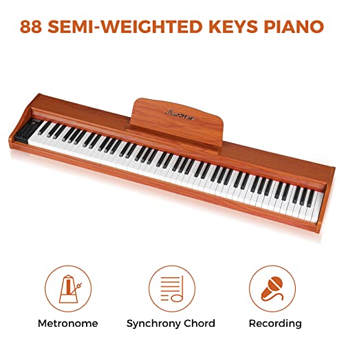 Asmuse Piano numérique 88 touches Marron - Les Beatles, Paul McCartney, John Lennon, RIngo Starr, George Harrison Asmuse Piano numérique 88 touches Marron – Image 3
