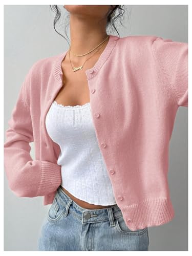 Image of SOLY HUX Women's Button Down Cropped Lightweight Cardigan Sweater Cute Fall Fashion 2026