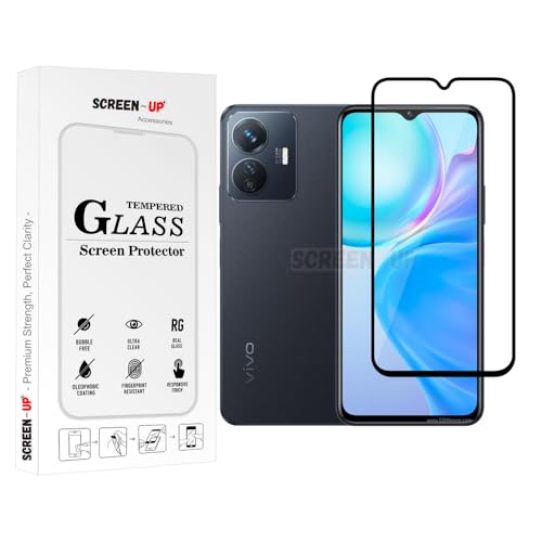 Image of ScreenUp Tempered Glass For vivo Y77e - Ultra Clear, 9H Scratch Resistant, Full Coverage, Easy Install Screen Protector