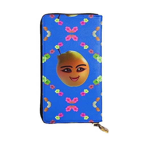 Smiley Yellow Pear Long Zip Clutch Wallet - Unisex Phone Case with Credit Card Slots, Coin Compartment, Cash Slot