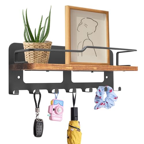 MaxAwe Schlüssel Aufbewahrung Schlüsselhalter, Holz Schwarz Schlüsselbrett mit 7 Haken...