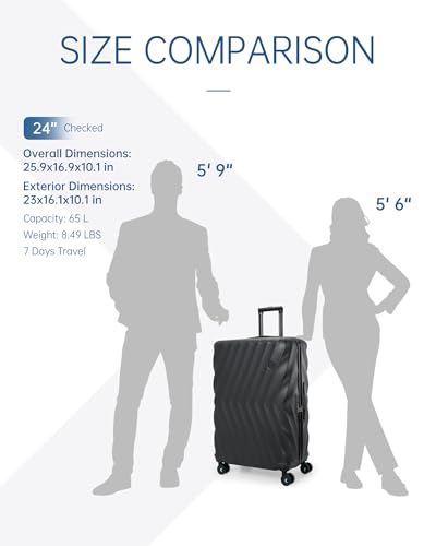 Image of BAGSMART 24 Inch Luggage with Spinner Wheels,Polycarbonate Hardside Suitcase with TSA Lock Travel Luggage Hard Shell Lightweight Rolling Luggage for Men Women,Black