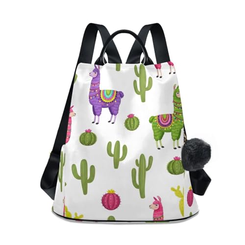 Sac à dos lamas et cactus pour femme avec système antivol voyage et randonnée