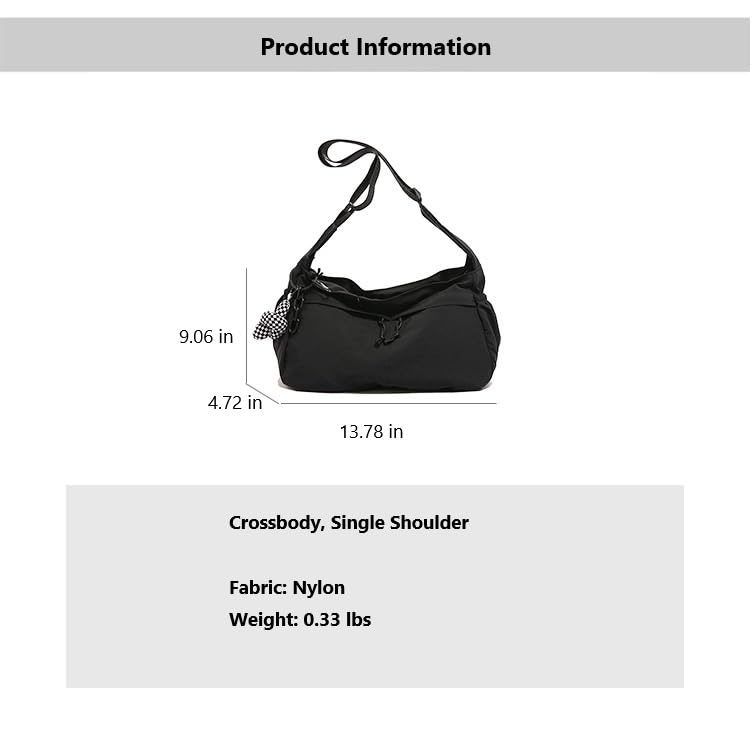 Image of ENOPINK Nylon Crossbody Bags for Women Trendy Crescent Shoulder Bags Lightweight Hobo Bags Purses Adjustable Straps (Brown)