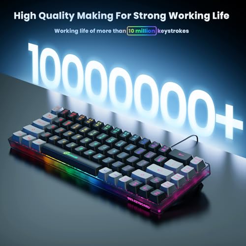 Image of 65% Gaming Keyboard, LED Backlit Mini Wired Gaming Keyboard, Ultra-Compact Anti-Ghosting No-Conflict 68 Keys Gaming Wired Keyboard for PC Laptop Gamer