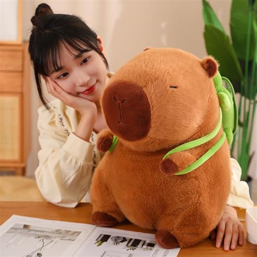 TOPLITHE 45cm Capybara Kuscheltier, Capybara Plüschtier mit Schildkrötenrucksack Spielzeug Stofftier Plushie Stofftier Geschenk für Kinder Jungen Mädchen(45cm)
