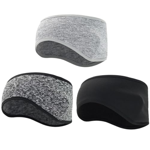 AKOOSY 3 Bandas Protectoras Cabeza Forro Polar de Poliéster, Diadema Deportiva para Hombre Reutilizable Cobertura Completa para Ciclismo y Viajes de Invierno