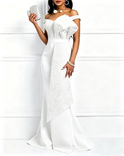 Image of Floor-Length Pearl Sleevelevess A-Line Women's Maxi Dress Long Dress