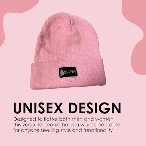 Unisex Knit Beanie Hat Winter Warm Fleece Lined Skull Cap for Men Women - Soft, Comfortable, Stretchy, Classic Style for Daily Wear Pink - Image 7