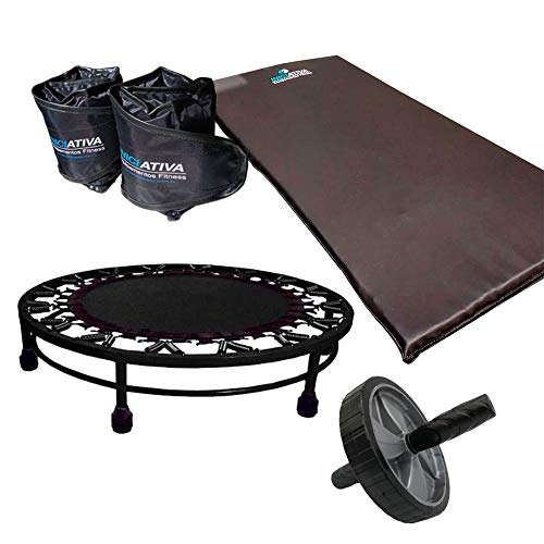 Kit Colchonete + Caneleira De 3kg + Jump + Corda De Pular + Roda Abdominal