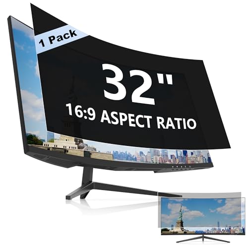 32 Inch Curved Privacy Screen for Computer Monitor 16:9 Aspect Ratio, Anti Glare Blue Light Blocking Shield, Removable Eye Protector Filter - W x H: 27 7/8" x 15 11/16" (708mm x 398mm)