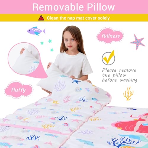 Image of Lasoftan Toddler Nap Mat with Pillow and Blanket, Extra Large Rolled Napping Mats,Slumber Bags for Boys Girls,Kids Sleeping Bag for Daycare, Preschool Travel Camping