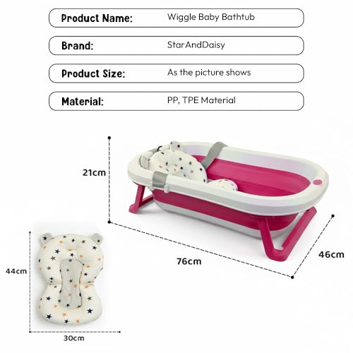 Image of StarAndDaisy Bath Tub for Baby 0-5 Years /Foldable Bath tub for Kids with Cushion, Space Saving Design, Newborn Baby Folding Bathing Tub Girls & Boys, Easy to Store- Pink
