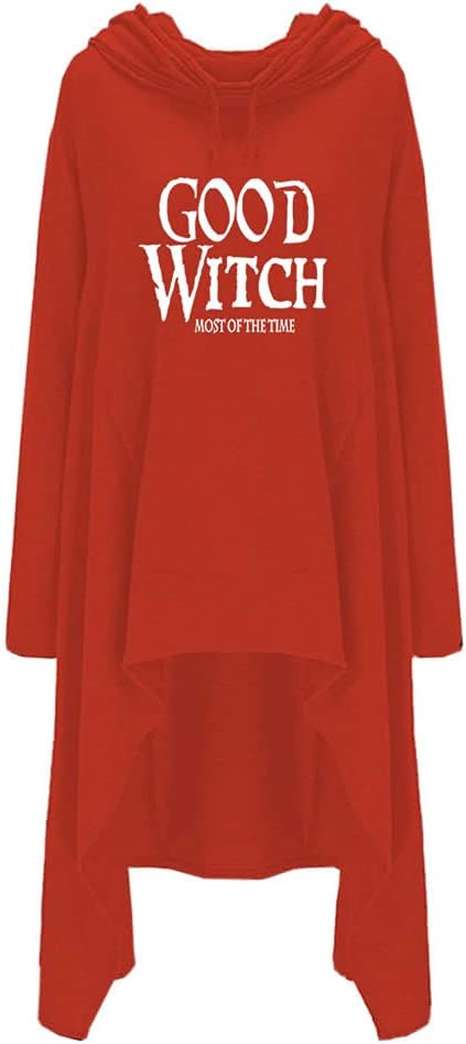 Women's Good Witch Tunic Casual Long Sleeve Pullover Irregular Hem Hoodies - Image 2