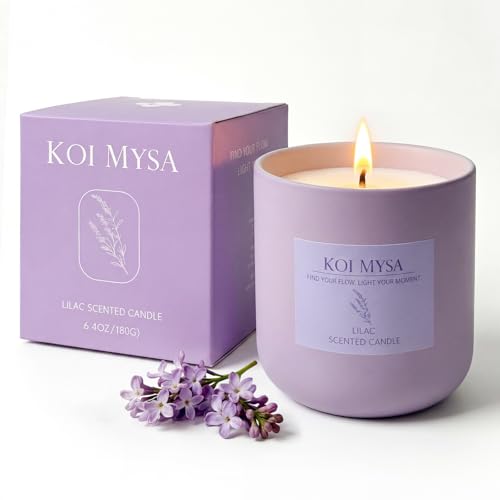 Lilac Blossoms Natural Soy Candle Non Toxic for Home Scented Purple Aromatherapy Candle Dcor Birthday Gifts Ideas for Her Women Mom Daughters Friends 6.4 Oz