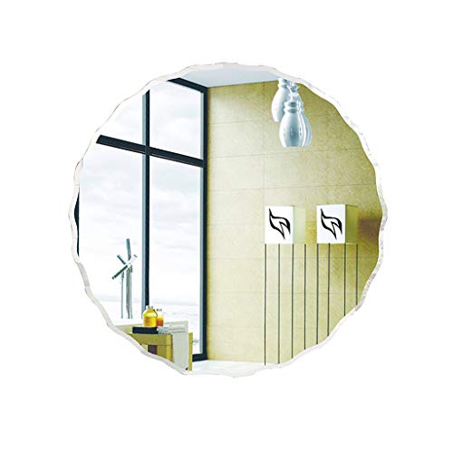 PIGE Espejo de baño de vanidad, Espejo de Pared Minimalista Europeo Ondulado de Borde Ondulado - Espejo de Vidrio Decorativo -60x60cm