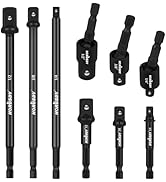 HORUSDY Impact Drill Socket Adapter Set and Universal Joints Socket Set 9-Piece 1/4" 3/8" and 1/2...