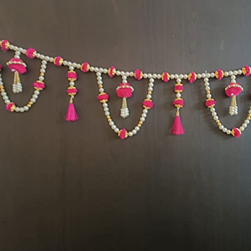 Image of Handmade Door Hanging Round Moti Latkan Style Bandarwal Toran (TMR-16) -Diwali New Year Inauguration Wedding Festival Home Decor Pooja (40 Inch X 6 Inch)