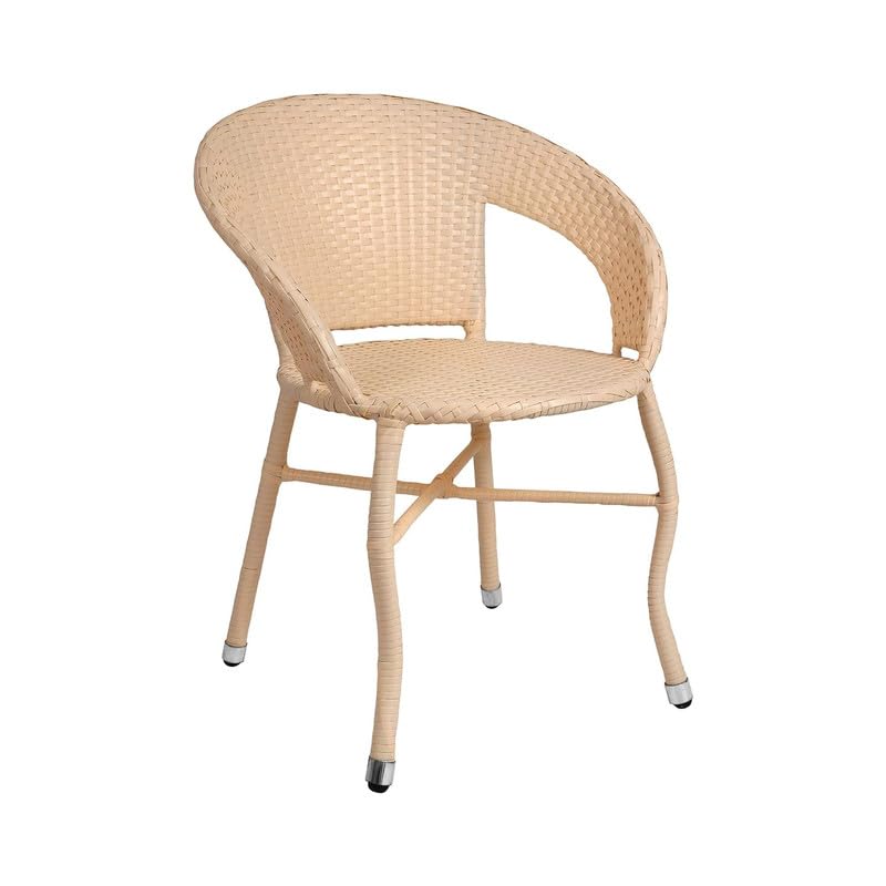 Image of Amazon Brand - Solimo Rattan Wicker 4 Seater Patio Seating Set | 4 Chair and 1 Square Glass Topped Table Set | Coffee Table Furniture for Balcony, Garden, Terrace, Indoor, Outdoor Use (Cream)