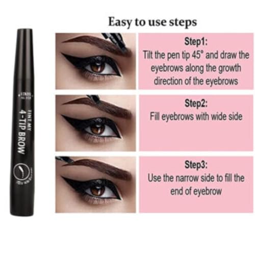 Image of 4-Point Waterproof Eyebrow Pencil (1 Pc, Black), Micro-Fork Tip Brow Pen for Natural Hair-Like Strokes, Long-Lasting Smudge-Proof Eyebrow Sketch Pen, Fine Tip, Easy Application
