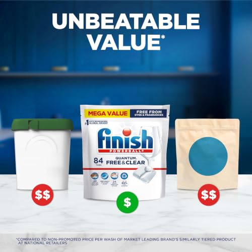Image of Finish Free & Clear Dishwasher Pods, Dye & Fragrance Free Detergent, 84 ct.