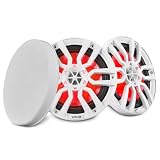 DS18 Hydro NXL-8 - High End Coaxial Speaker Pair - 2-Way Marine Speaker w/Integrated RGB Lights - 375 Watt - 100% UV Stable - Water Resistant Speakers - 8 Inches, White