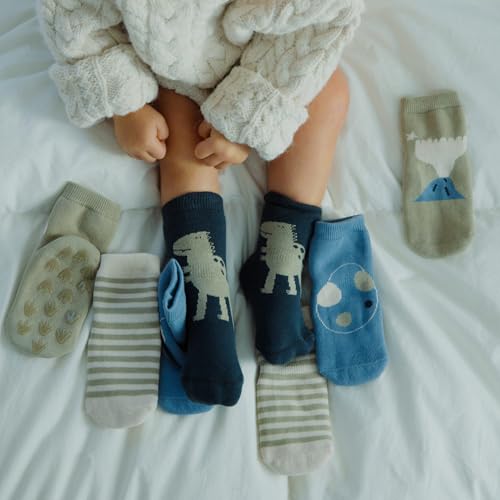 LittleYogaSocks Baby & Toddler Non-Slip Socks 4 Pack– Organic Cotton, Silicone Grips – Safe for Crawling, Walking & Play3