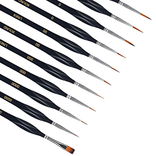 COLORFUL Detail Paint Brushes Set, Fine Tip (11 Pcs) Grabie Miniature Paint Brushes, Small & Thin Brushes For Acrylic Painting On Canvas, Models,