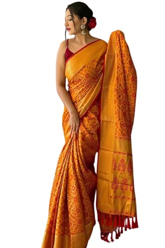 SGF11 Women's Kanjivaram patola Soft Lichi Silk Sarees With Unstitched Blouse Piece product image 4