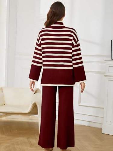 Image of TYSORT Women's Winter Woolen Turtleneck Sweater with Pajama | Warm Winter Wear Cord Set | Woolen Tracksuit Loungewear Set