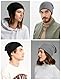 Kiiwah 2 in 1 Reversible Beanie XXL, 58–68 cm Großer Kopf Slouch Beanie Mütze Lange, Strickmützen Winter Chemo Mütze für Herren Damen, Schwarz Grau
