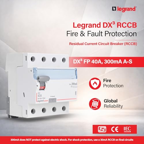 Image of Legrand DX 25A 2-Pole RCCB 300mA A-S Type | Residual Current Circuit Breaker for Shock & Fire Protection | ISI Marked IS 12640-1 | Leakage Protection for Home, Office & Industrial Use