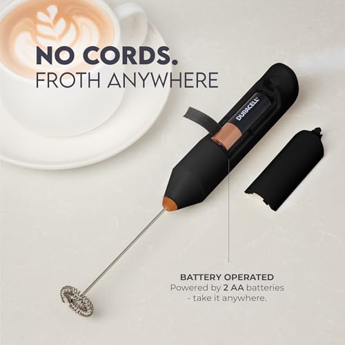 Image of Zulay Kitchen Milk Frother Handheld Battery Operated - Electric Drink Mixer for Coffee, Lattes, Cappuccinos, Matcha & Hot Chocolate - Portable Foam Maker & Coffee Bar Accessory - Alpha Black Copper
