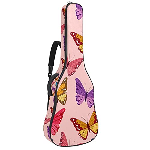 Housse guitare acoustique à motifs papillons pour vos trajets et cours