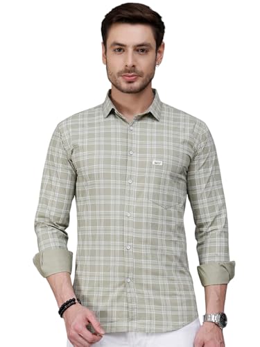 Image of Majestic Man Comfort Slim Fit Pure Cotton Checked Casual Shirt