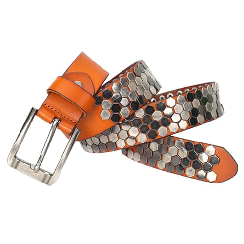 Leather Studded Belts Metal Punk Rock Style Fashion Rivet Decoration Adjustable Prong Buckle Neutral Leisure Belt