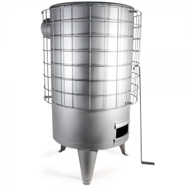 Estufa de leña redonda gris ecodesing económica 6,3 kW Estufa de leña pequeña chimenea conducto salida 120 mm hierro estufa llenya