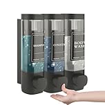 MEKOTRIN Soap Dispenser, 3 Chamber Shampoo and Conditioner Dispenser, Wall Mounted Shower Gel Dispensers with Waterproof Labels for Bathroom Accessories (3 * 300ml, Grey)