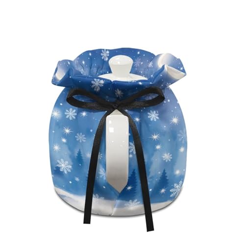 Image of Xoenoiee Christmas Cute Snowman Blue Pattern Tea Cozy Tea Cosy for Teapots Keep Warm Teapot Cover Insulated Kettle Cover for Home Kitchen Table Decor