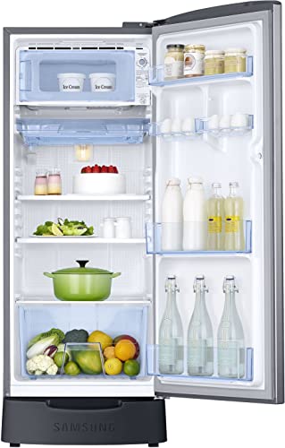 Image of Samsung 183 L, 3 Star, Digital Inverter, Direct-Cool Single Door Refrigerator (RR20C2823S8 /NL, Silver, Elegant Inox, Base Stand Drawer)