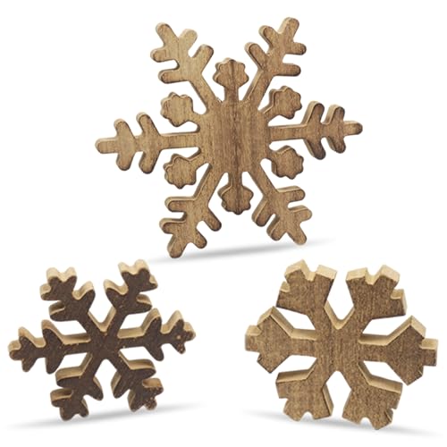 Weihnachten Holz Deko, 3 Stück Schneeflocken Holz Dekoration,...