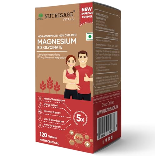 Image of Magnesium Bisglycinate 775 mg per Tablet | Provides 170.5 mg Elemental Magnesium | 100% Chelated High Absorption | Sleep, Muscle Recovery, Stress, Bone & Nerve Support | 120 tab- Pack of 2 (240 Tablets)