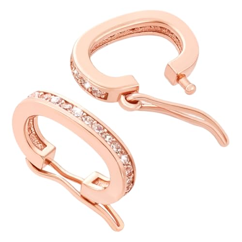 Image of PH PandaHall 2pcs 925 Sterling Silver Jewellery Clasps, Oval Necklace Shortener Enhancer Clasp Jewellery Carabiner with Cubic Zirconia for Pearl Strands Jewellery Making Necklace Modification, 1.2cm