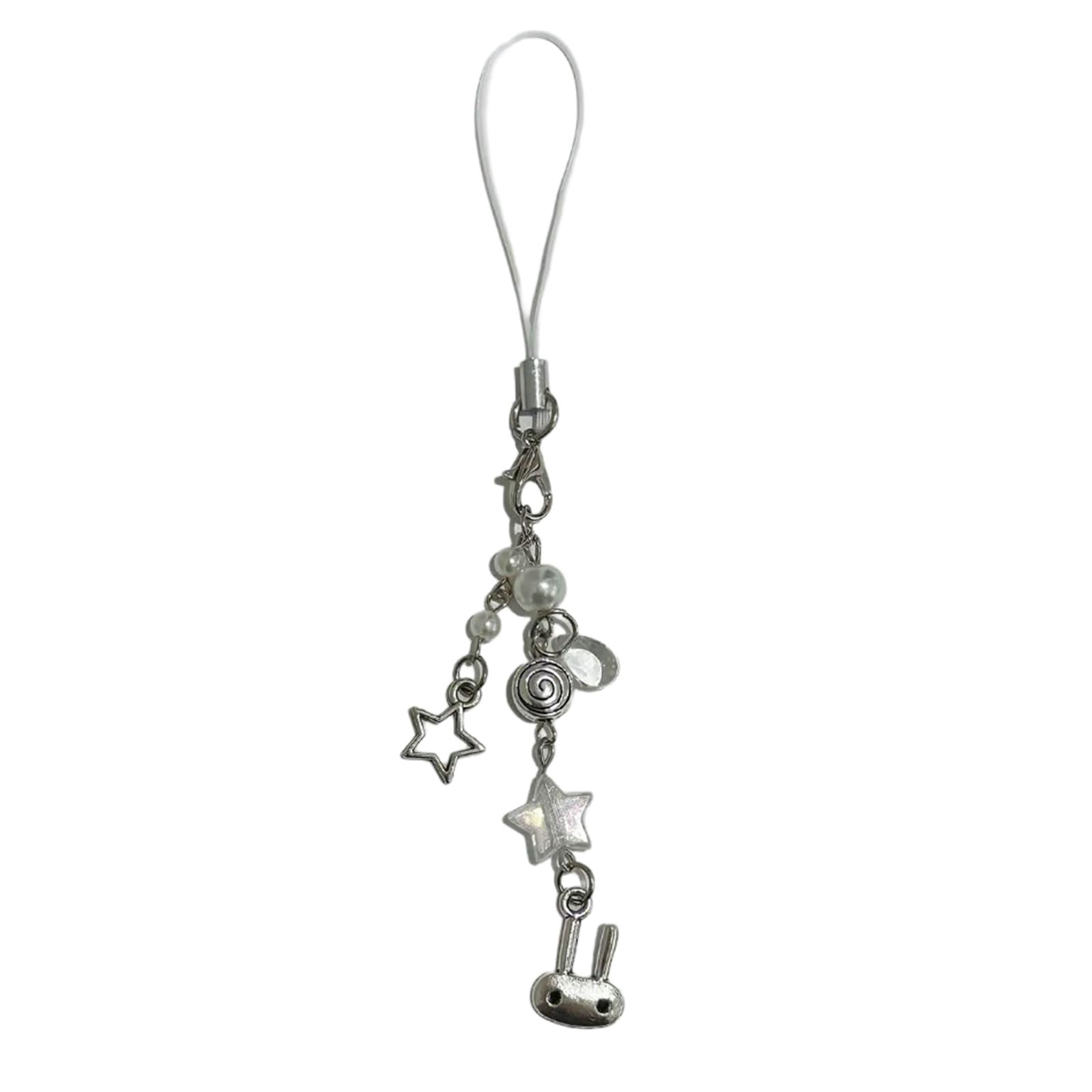 NEWFT Phone Chain Ornament Heart Beaded Cellphone Charm Pendant Phone Lanyard
