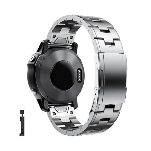 [PLYYQZM] 26mm 22mm �N�C�b�N�t�B�b�g �`�^���X�g���b�v .�ɍ��� Gar min Fenix 8/6/6X/6XPro/7/7X/5/5X/5XPlus/3/Forerunner 945 935 ���^�������[�X�o���h�p�ɓK��(Silve