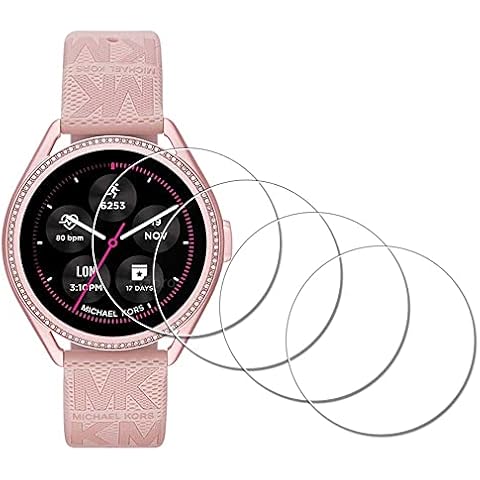 Screen Protector for Michael Kors Women's MKGO Gen 5E 43mm Smartwatch [4 Pack], iDaPro Tempered Glass Anti-Scratch Bubble-Free Easy Installation Cover