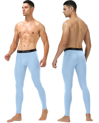 Image of Runhit Mens Compression Pants Running Tights Pockets Sports Leggings Spandex Workout Cycling Athletic Thermal