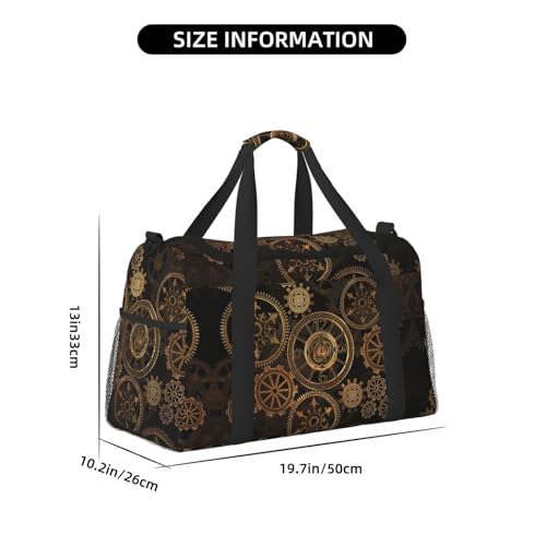 Gears Clock Bronze Century print Personal Item Bag Large Duffel Bag Travel Bag Weekender Bag Gym Bag Tote Duffel bag4